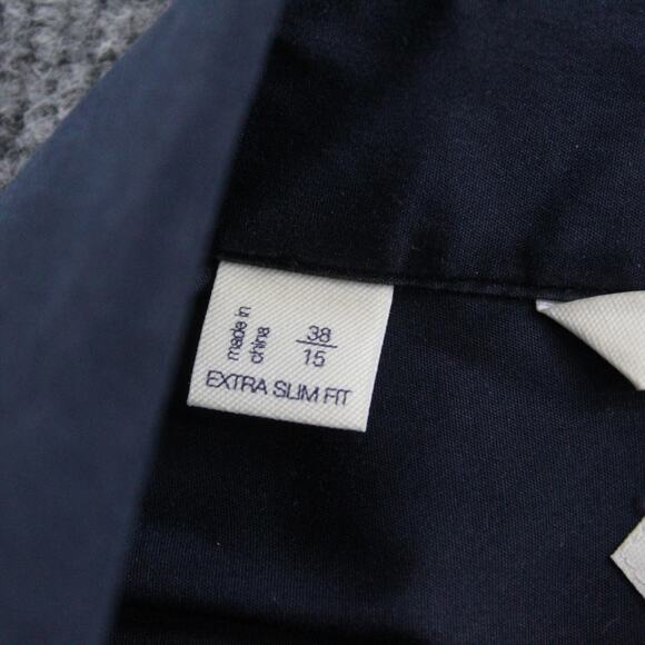 Suitsupply Shirt Mens 15 38 Cotton Stretch Extra Slim Fit Navy Blue Long Sleeve - Picture 4 of 9